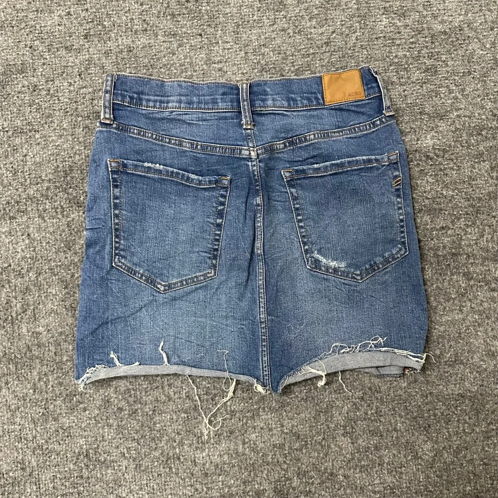 Aeropostale Skirt Womens Size 4 Blue Distressed Raw Hem Denim Mini Casual Jean